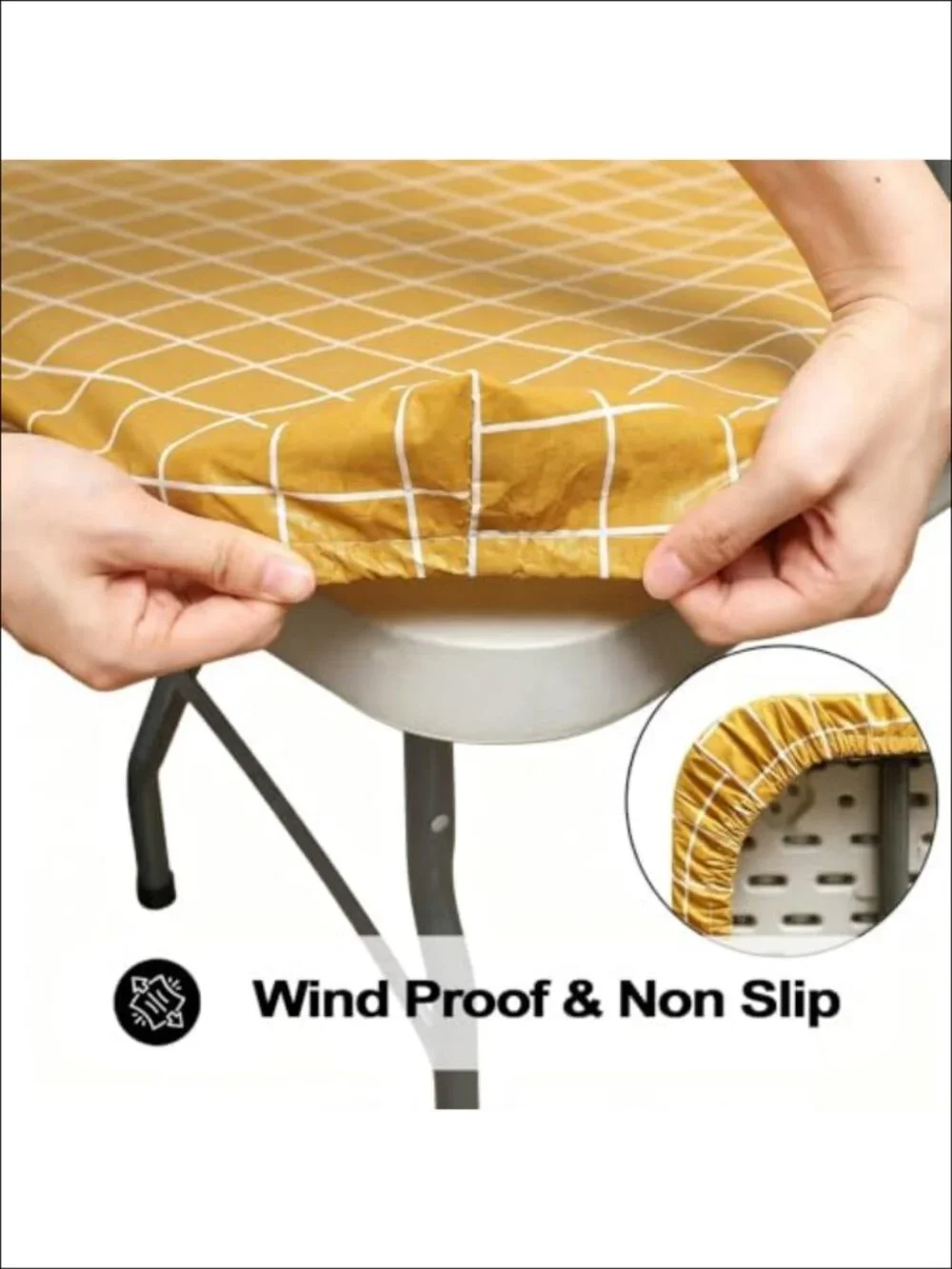 Fitted Vinyl Tablecloth Flannel Backed Elastic Windproof Picnic Table Cover